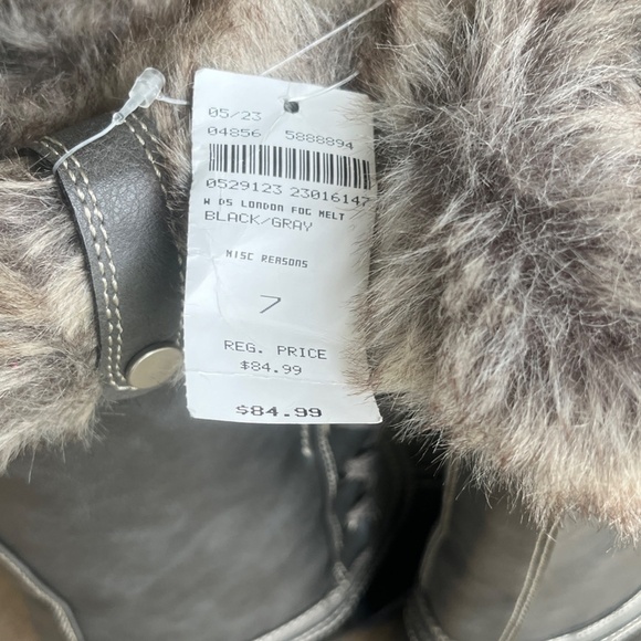 KIDS London Fog Melton Boots, Size 7, Black and Gray - Picture 7 of 13